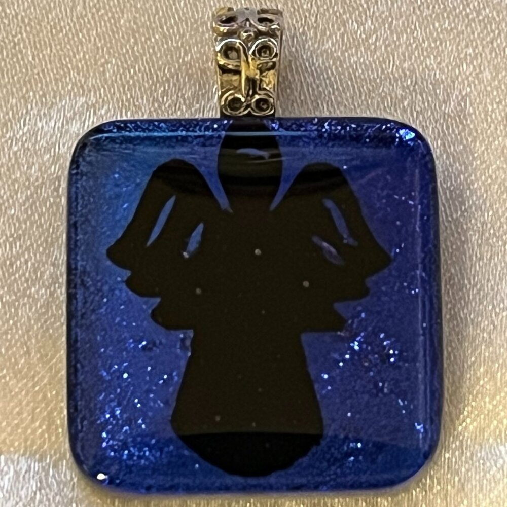 Dichroic Glass Angel Silhouette Pendant